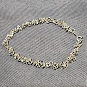 Karizia Spa KA 1772 Italy 925 Sterling Multi Ring Cluster Link Bracelet 8.5in